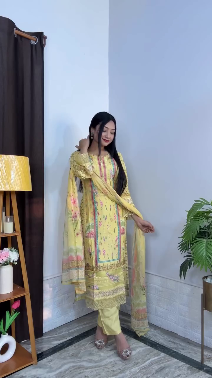 Yellow Floral Salwar Suit