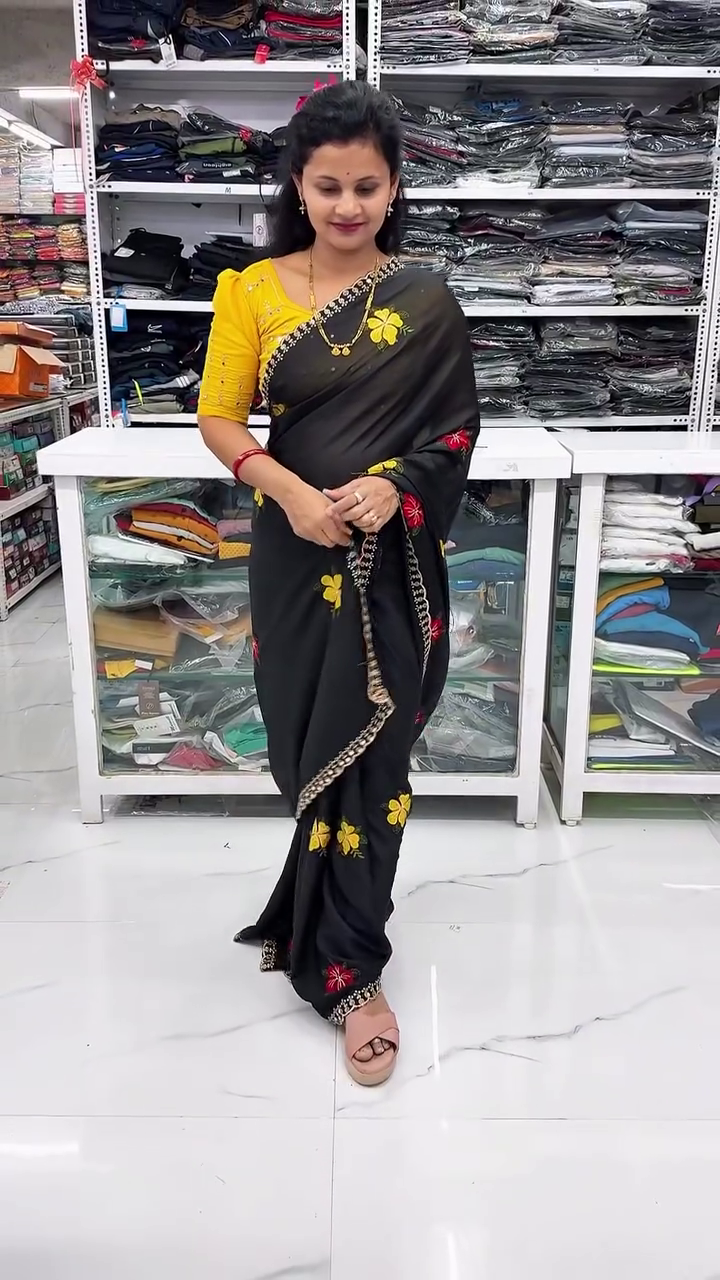 Black Embroidered Saree