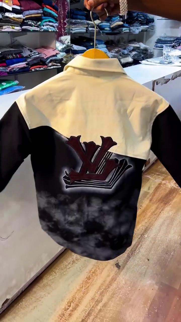 Bold Contrast Designer-Inspired Black & Mustard Statement Shirt for Modern Trendsetters