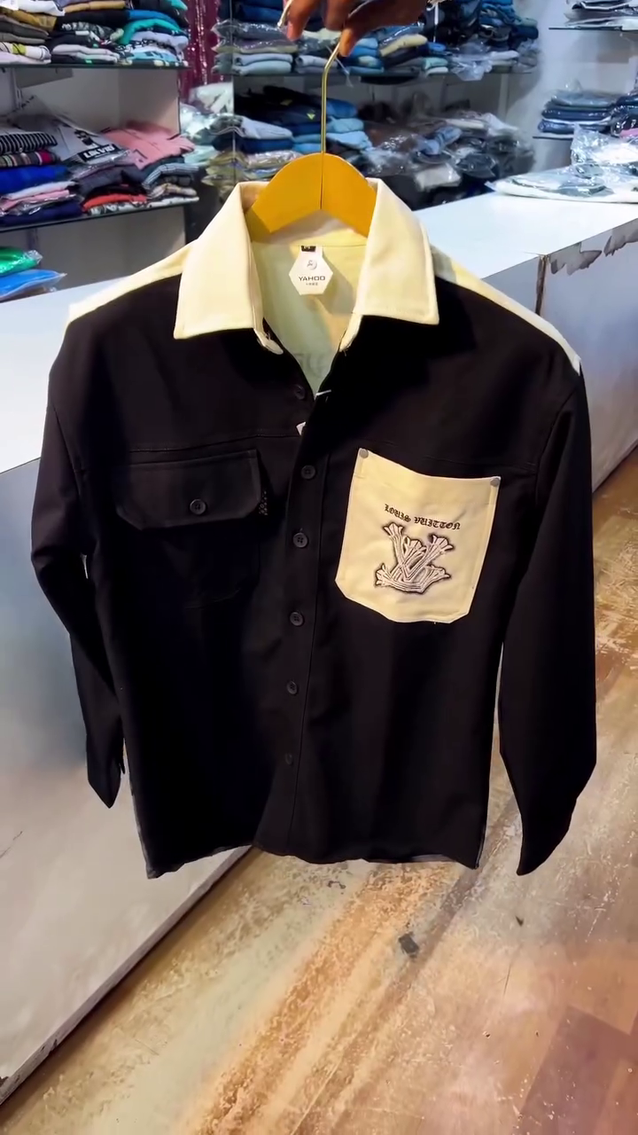 Bold Contrast Designer-Inspired Black & Mustard Statement Shirt for Modern Trendsetters