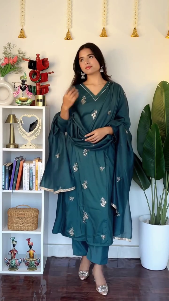 Brown Designer Palazzo Suit